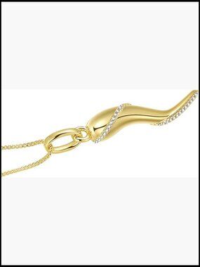 Large Italian Horn Pendant Necklace 18 Inch Chain Good Luck Charm Jewelry